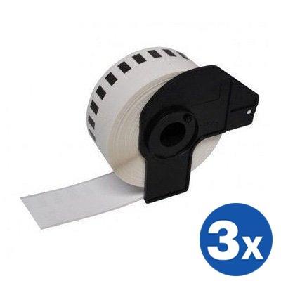 3 x Brother DK-22214 DK22214 Generic Black Text on White Continuous Paper Label Roll 12mm x 30.48m