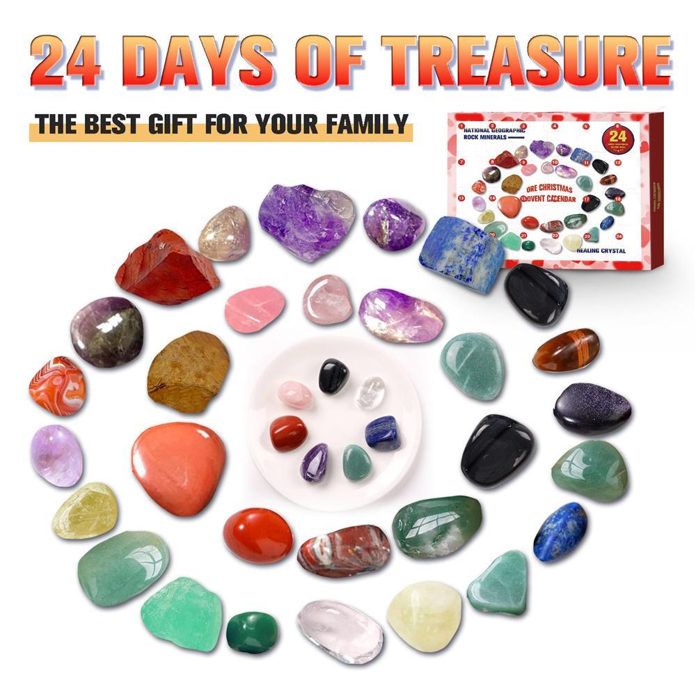 Vicanber Christmas Ore Blind Box Advent Countdown 24 Days Calendar Mineral Stone Toys Gifts