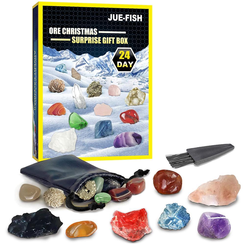 Vicanber Christmas Ore Blind Box Advent Countdown 24 Days Calendar Mineral Fossil Gifts