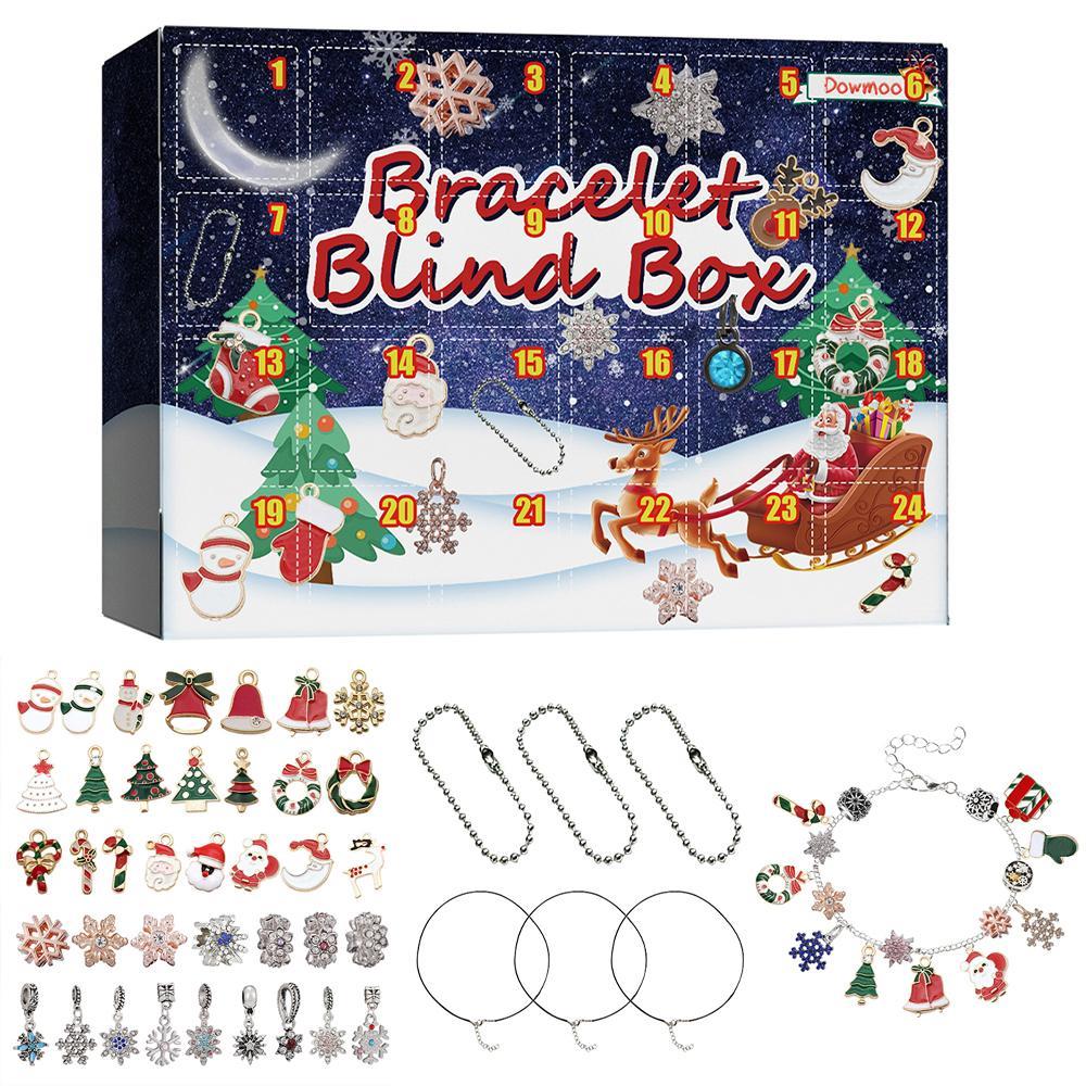Vicanber Christmas Blind Box Advent Countdown 24 Days Calendar Xmas Charms Bracelet Gifts