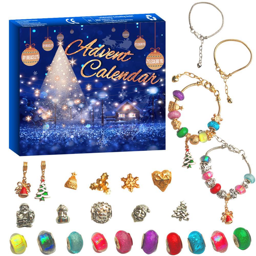 Vicanber Christmas Blind Box Advent Countdown 24 Days Calendar Xmas DIY Bracelet Gifts
