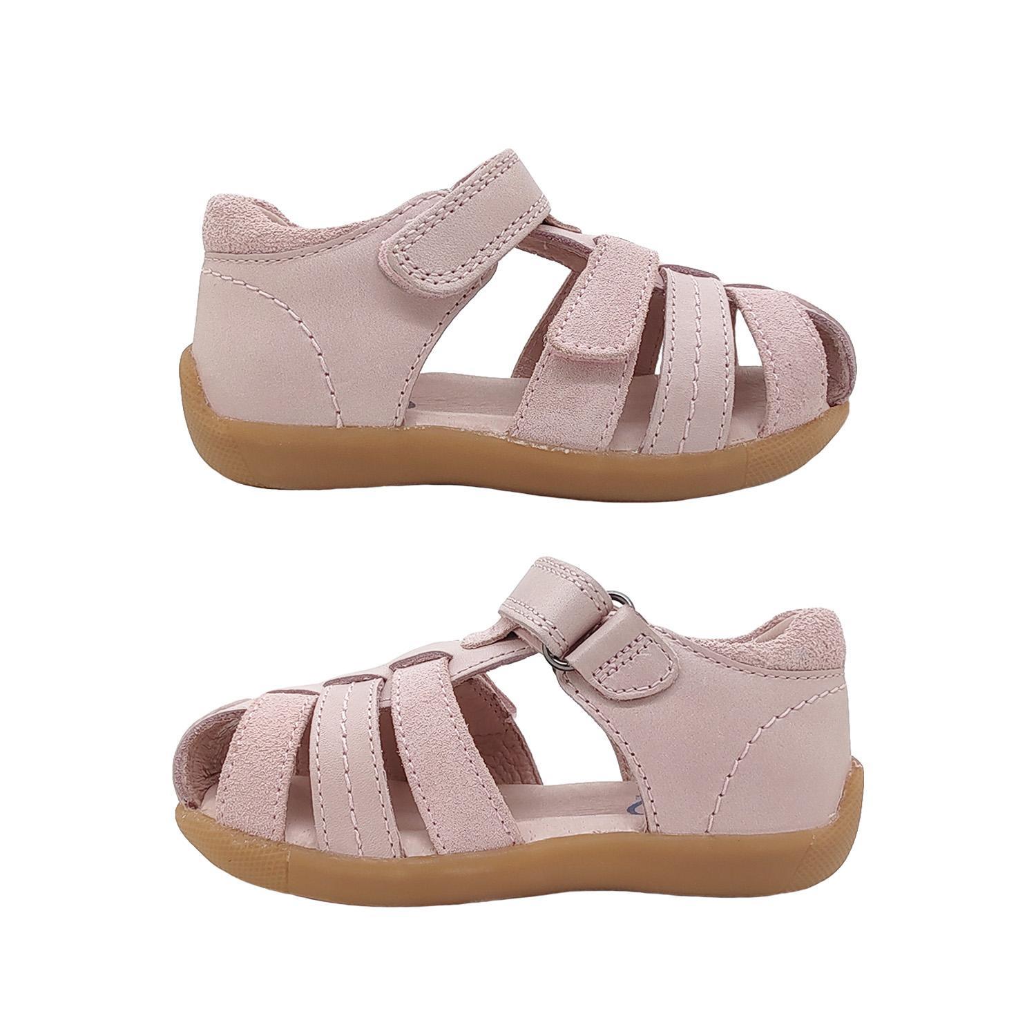 Surefit Alex Little Girls Sandals Leather Upper Toddler Back in Toe Cover Adjust-Pink-21