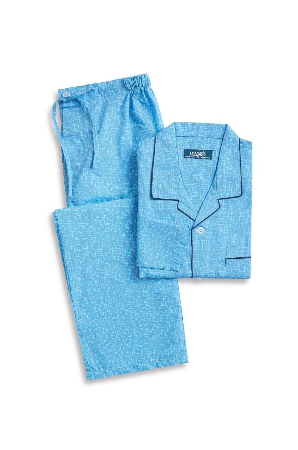 Mens Lynx Size S-7XL Bonnie Blue Long PJS Pyjamas Set (A335050 BBL) [Size: 4XLarge]