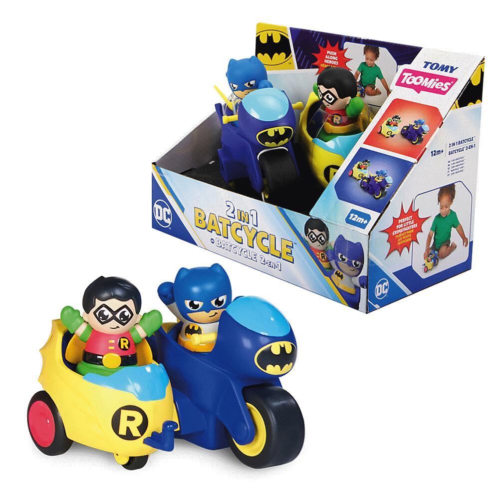 Tomy 2in1 DC Comics Toomies Batcycle Kids/Toddler Batman & Robin Fun Toy 12m+