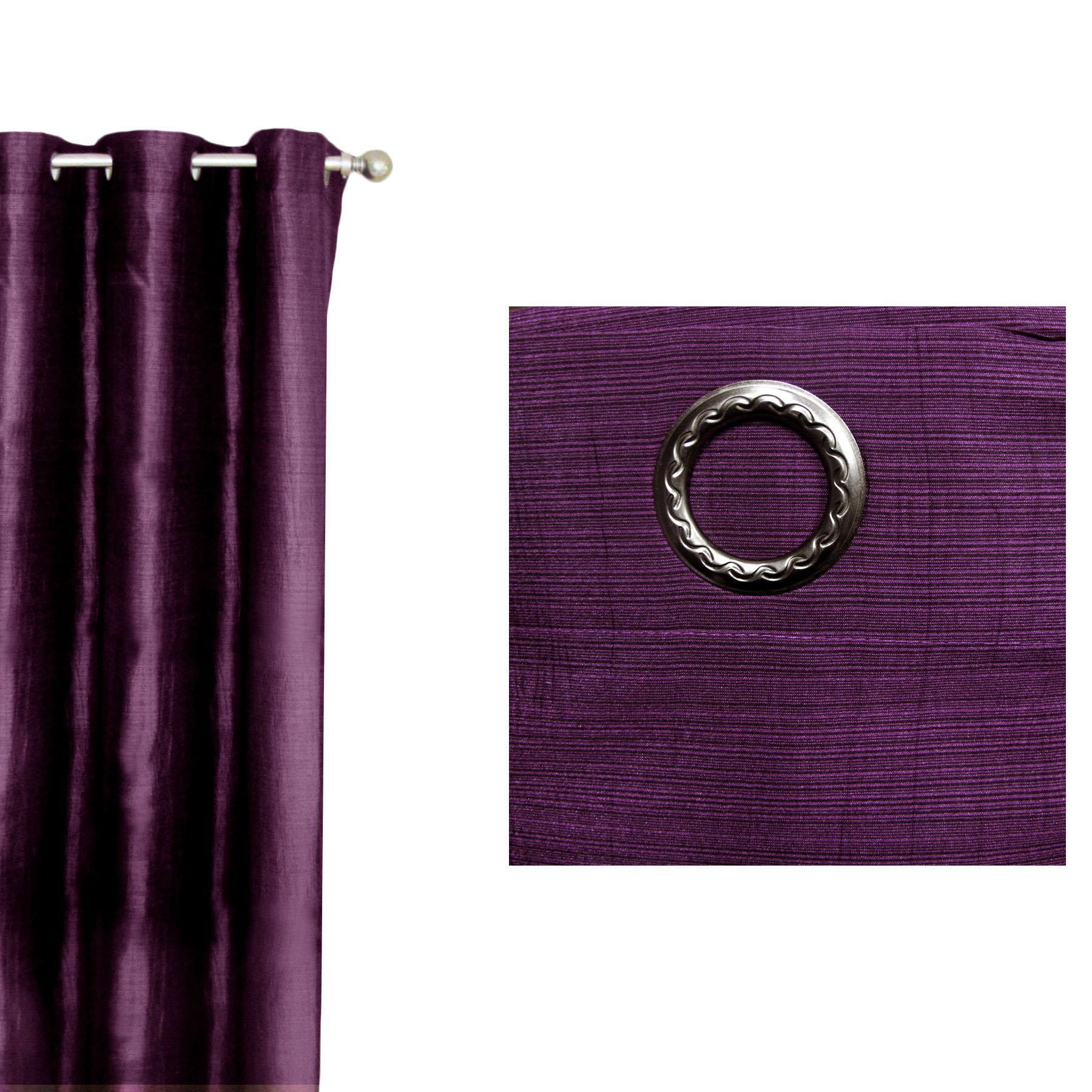 Pair of Villette Eyelet Unlined Curtains Aubergine 120 x 213cm each