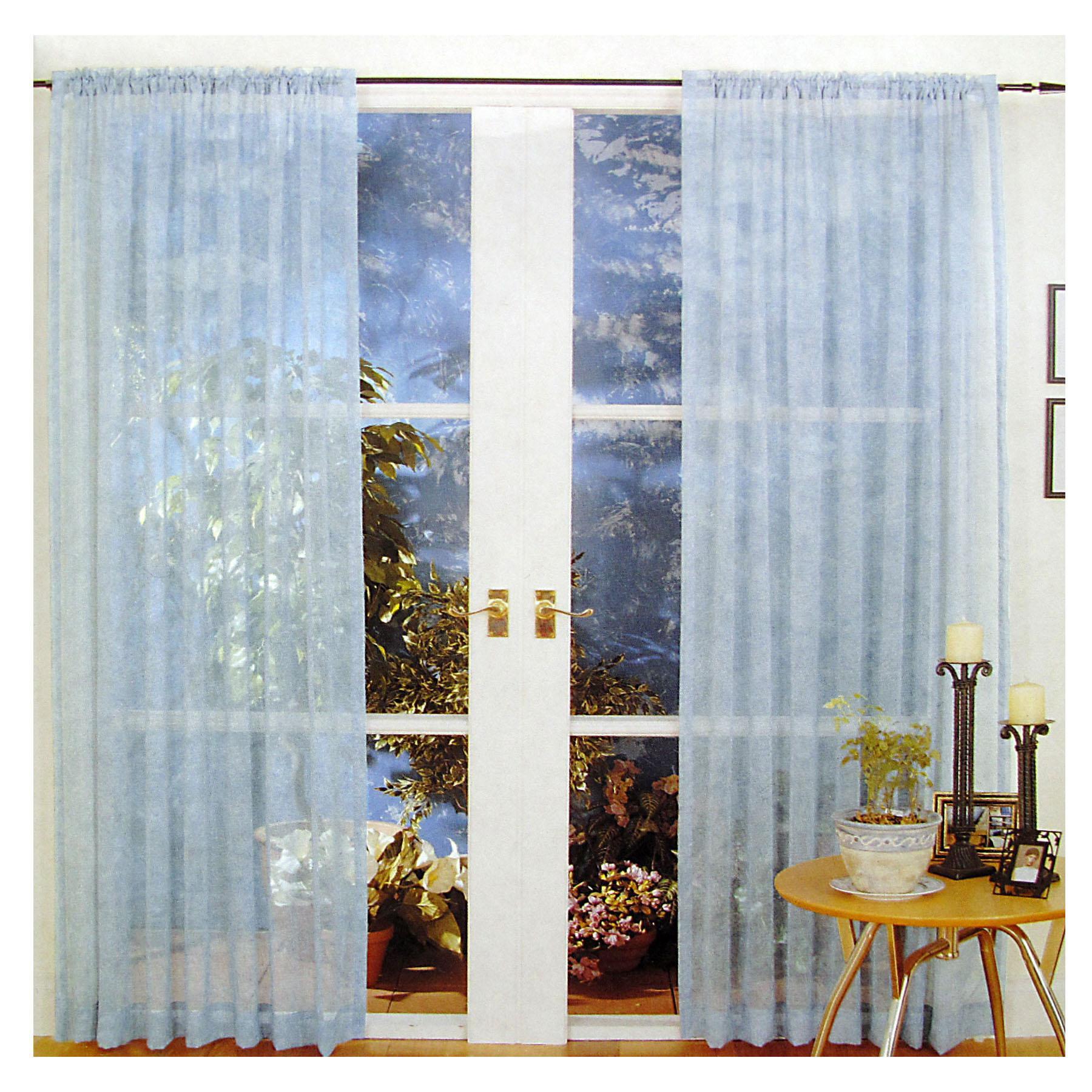 Pair of Voile Panel Trinity Unlined Curtains 100 x 213cm each Sky Blue