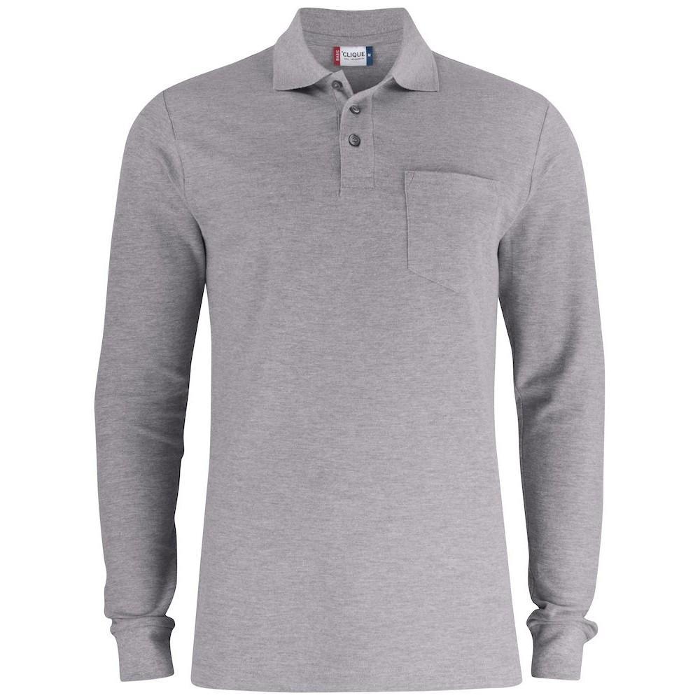 Clique Unisex Adult Basic Melange Long-Sleeved Polo Shirt (Grey) (XS)