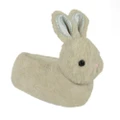 Girls Bunny Head Slippers (Beige) (11-12 UK Child)