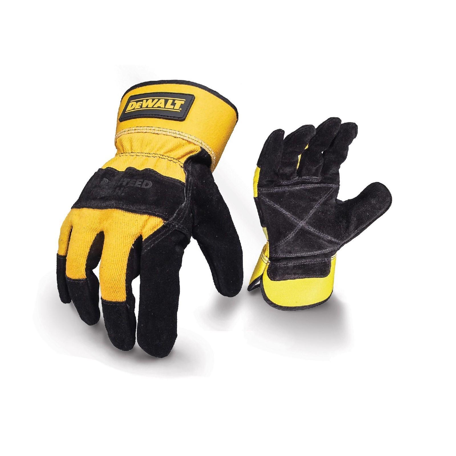 DeWalt Rigger Pig Skin Leather Gloves (Black/Yellow) (One Size)