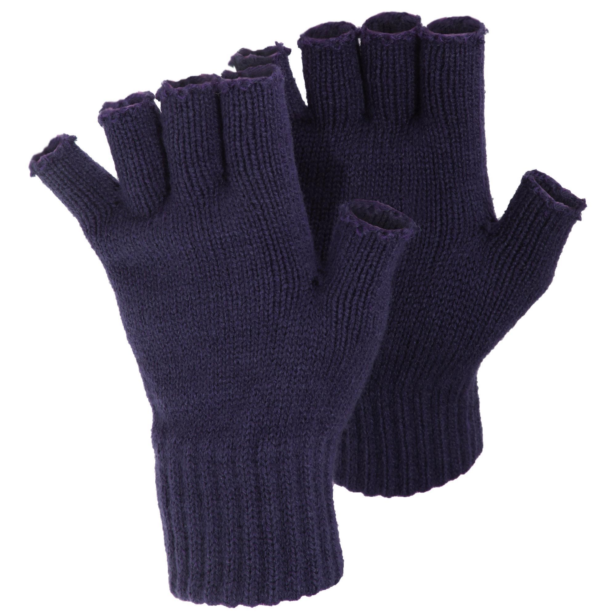 FLOSO Ladies/Womens Winter Fingerless Gloves (Navy) (One Size)