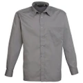 Premier Mens Long Sleeve Formal Plain Work Poplin Shirt (Dark Grey) (15)