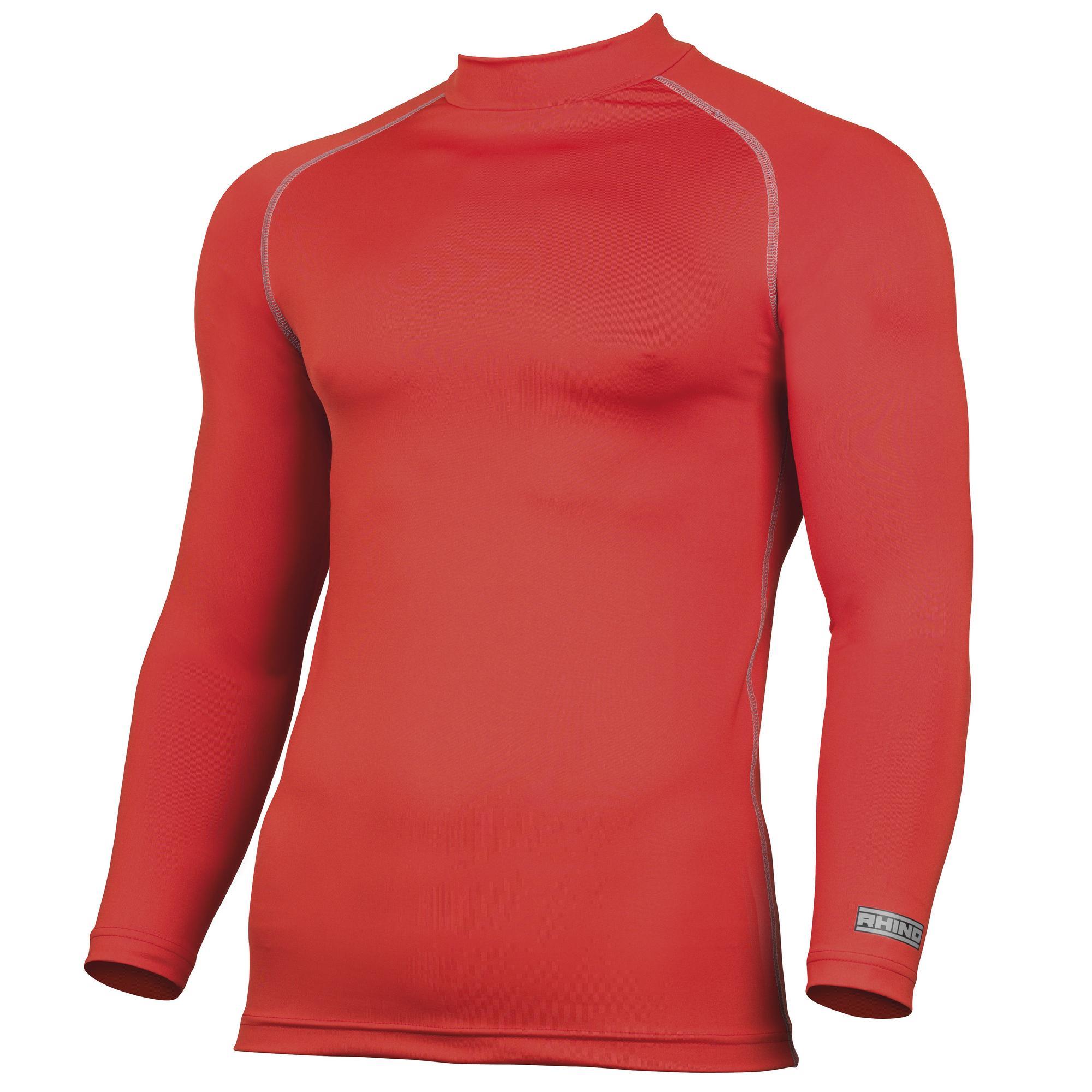 Rhino Mens Thermal Underwear Long Sleeve Base Layer Vest Top (Red) (2XL)