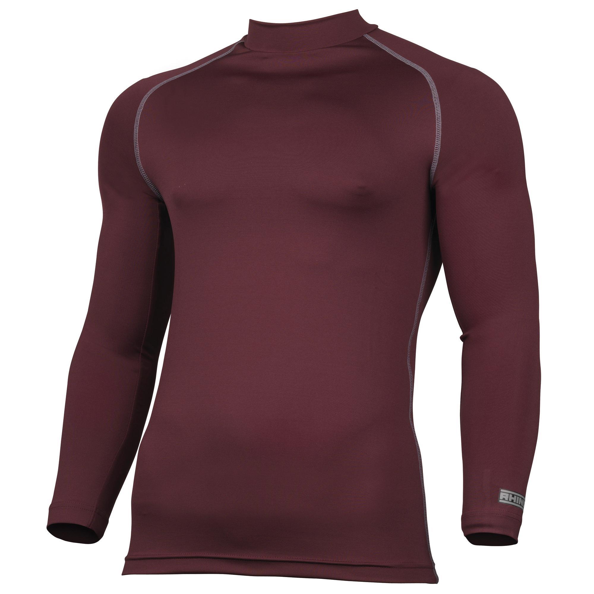 Rhino Mens Thermal Underwear Long Sleeve Base Layer Vest Top (Maroon) (S/M)
