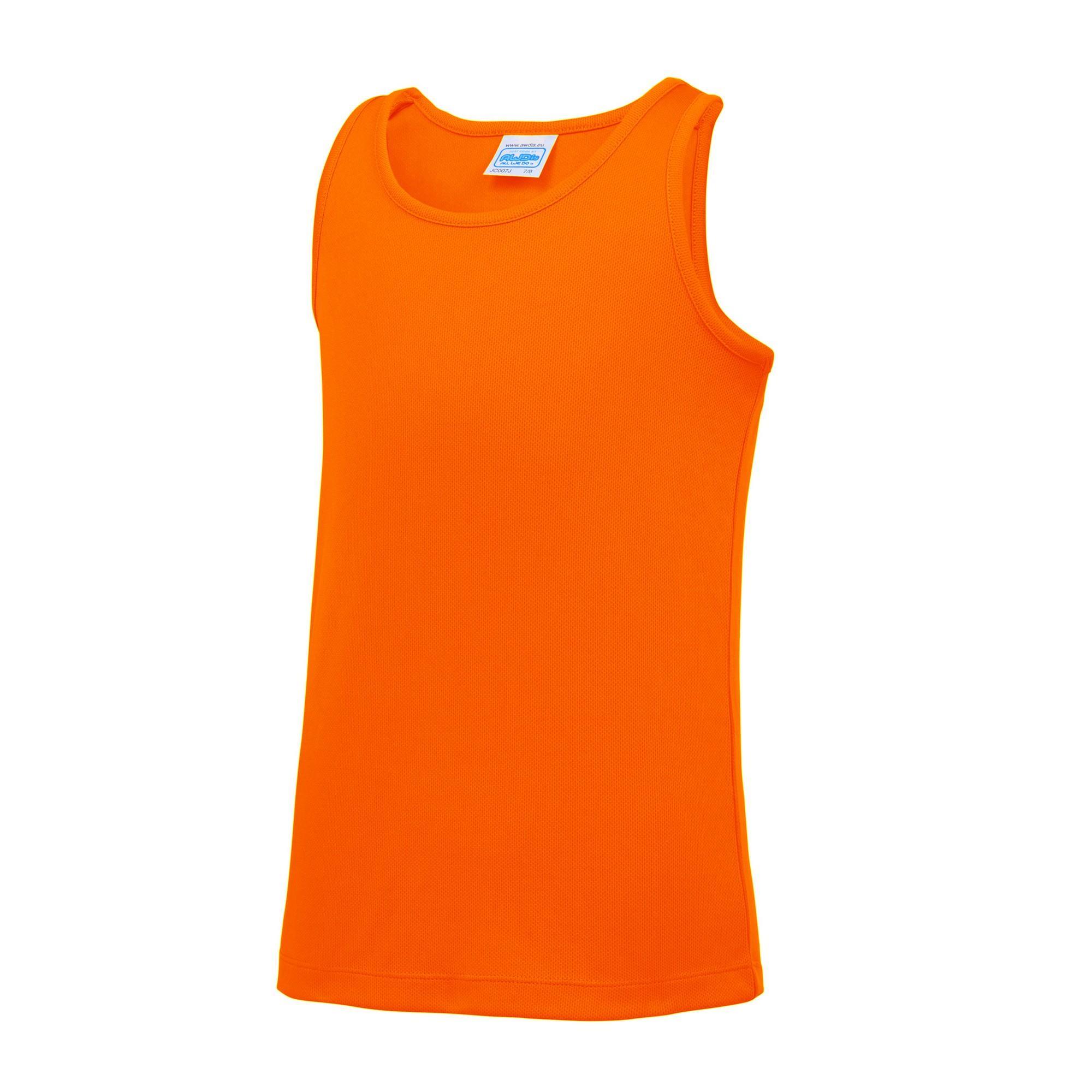 AWDis Just Cool Childrens/Kids Plain Sleeveless Vest Top (Electric Orange) (3-4 Years)