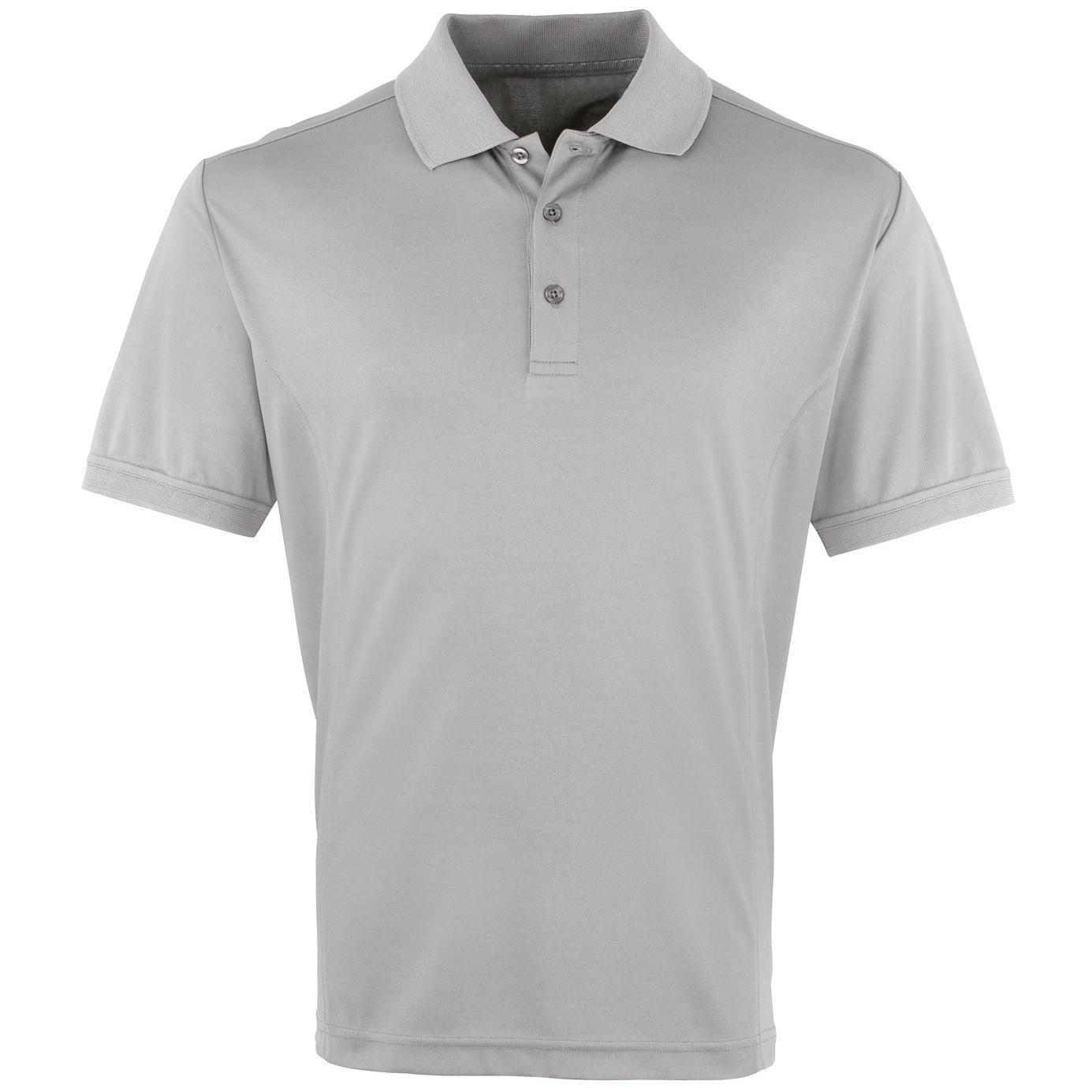 Premier Mens Coolchecker Pique Short Sleeve Polo T-Shirt (Silver) (S)