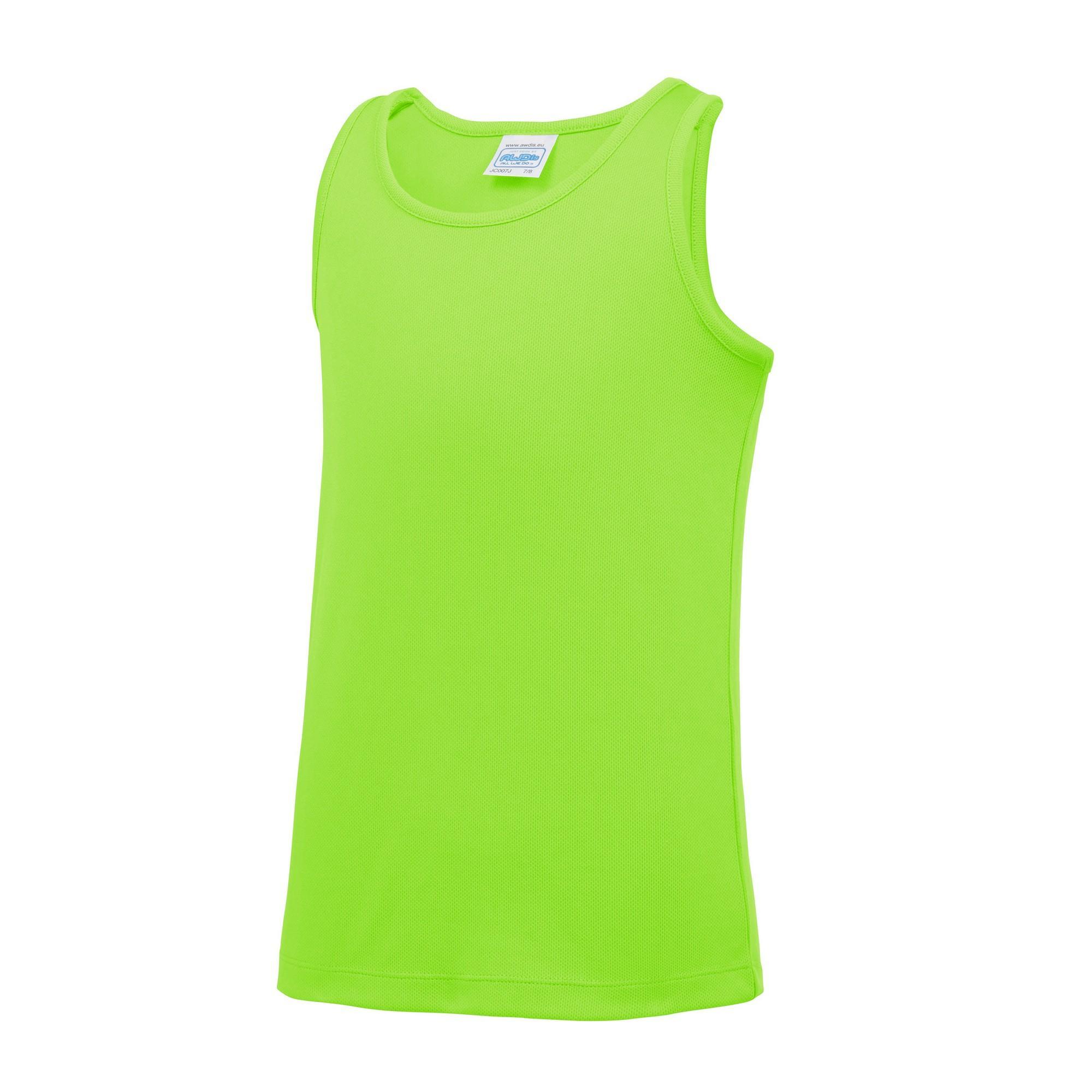 AWDis Just Cool Childrens/Kids Plain Sleeveless Vest Top (Electric Green) (3-4 Years)