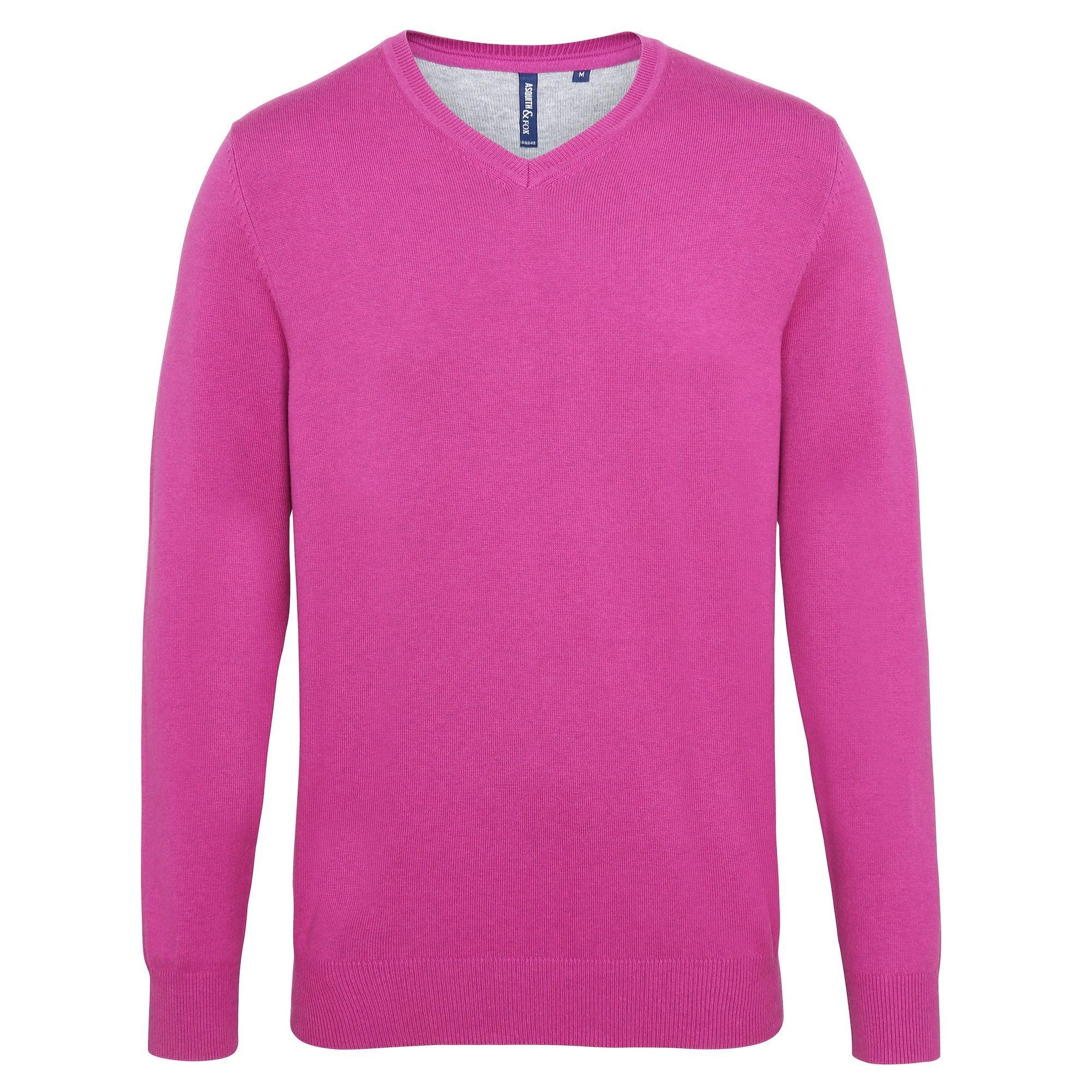 Asquith & Fox Mens Cotton Rich V-Neck Sweater (Orchid Heather) (2XL)