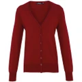 Premier Womens/Ladies Button Through Long Sleeve V-neck Knitted Cardigan (Burgundy) (20)