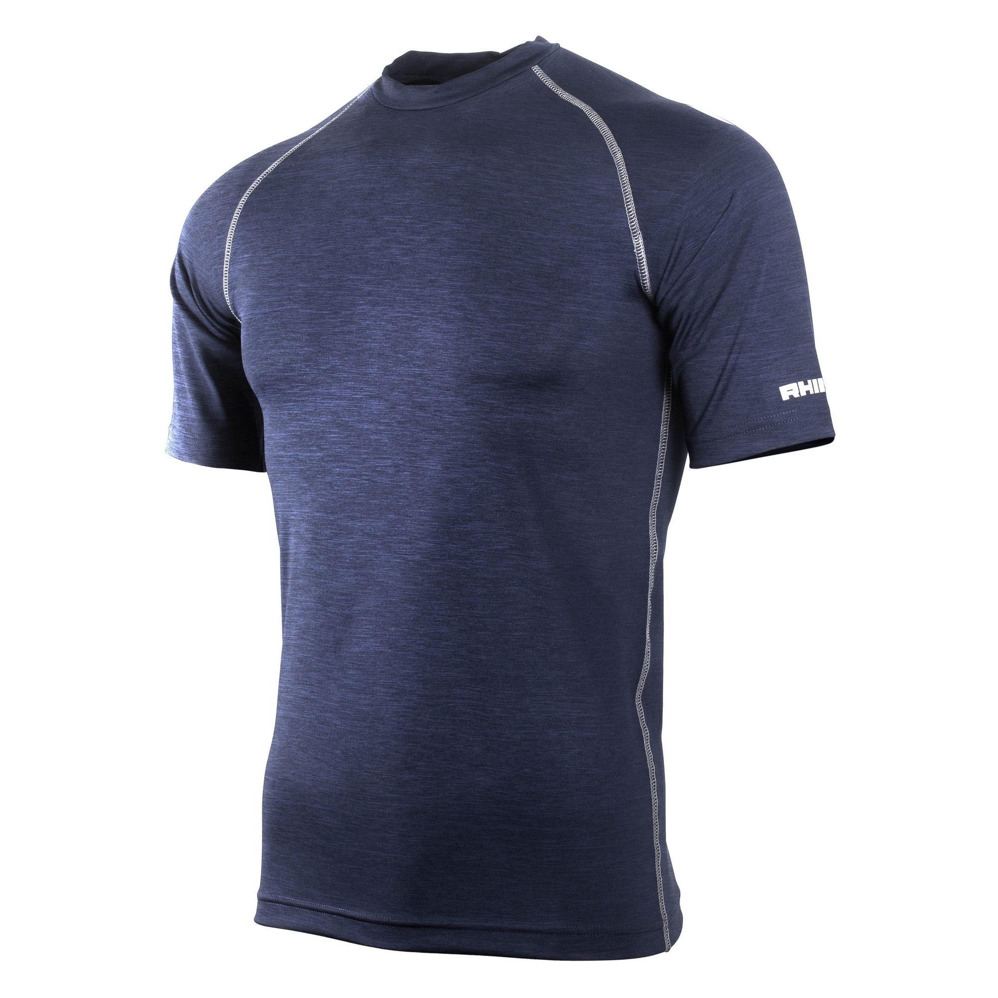 Rhino Mens Sports Base Layer Short Sleeve T-Shirt (Navy Heather) (2XL)