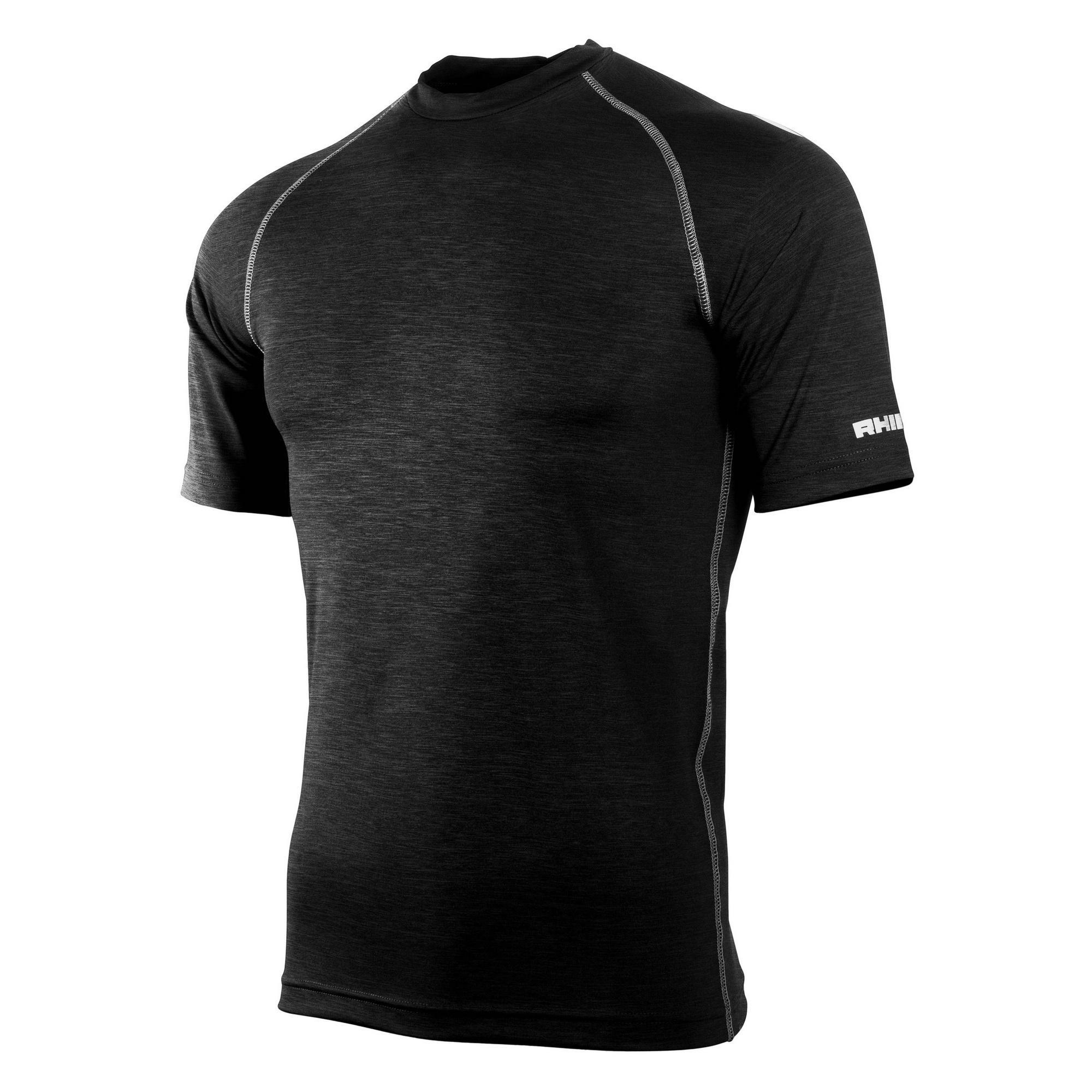 Rhino Mens Sports Base Layer Short Sleeve T-Shirt (Black Heather) (LXL)