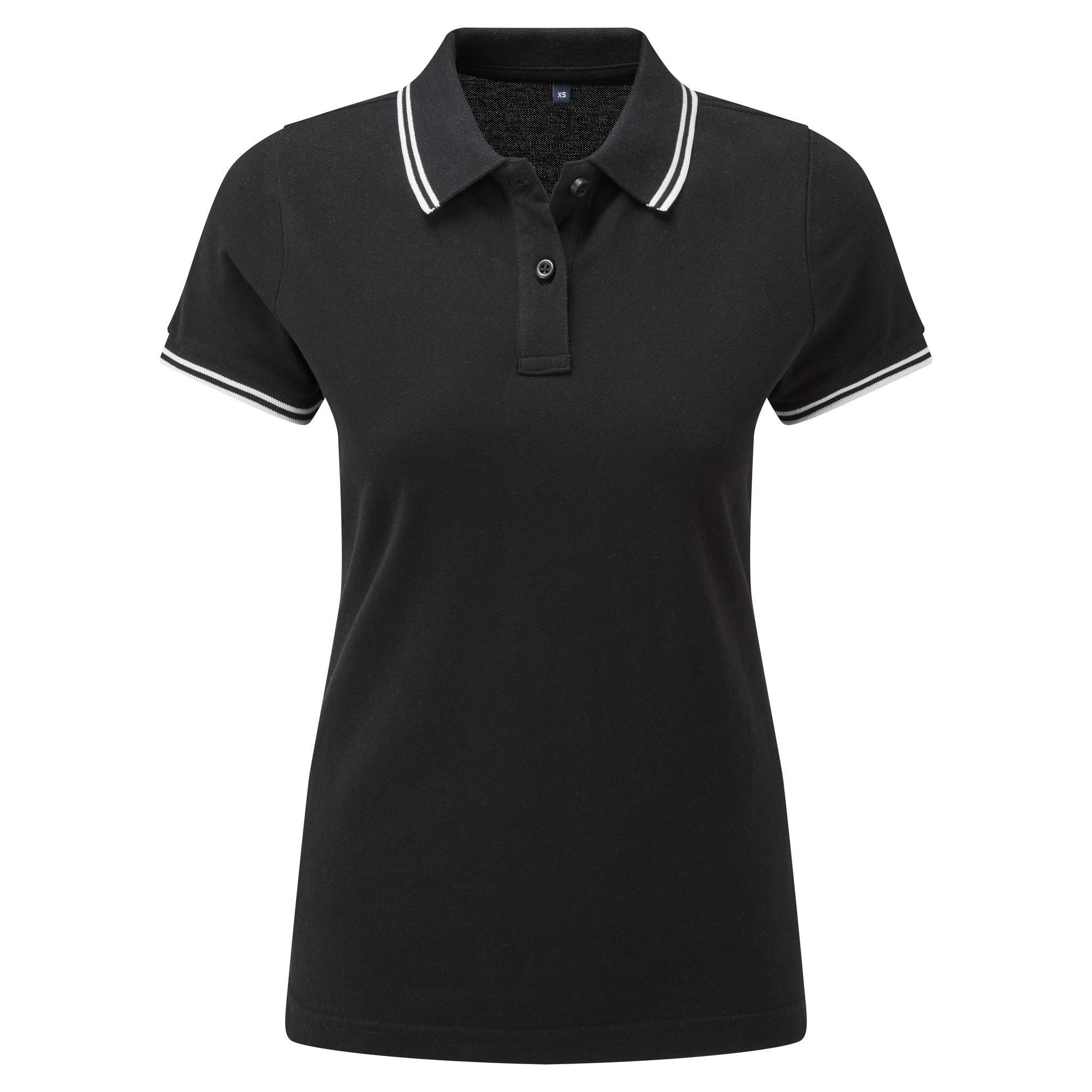 Asquith & Fox Womens/Ladies Classic Fit Tipped Polo (Black/White) (M)