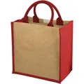 Bullet Chennai Jute Gift Tote (Natural/Red) (30 x 19 x 30cm)