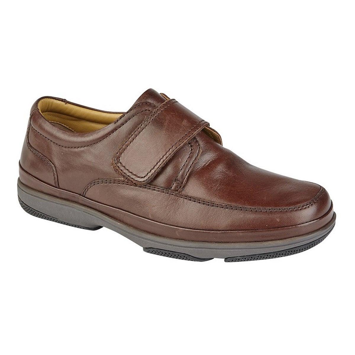 Roamers Mens Leather Wide Fit Touch Fastening Casual Shoes (Brown) (9 UK)