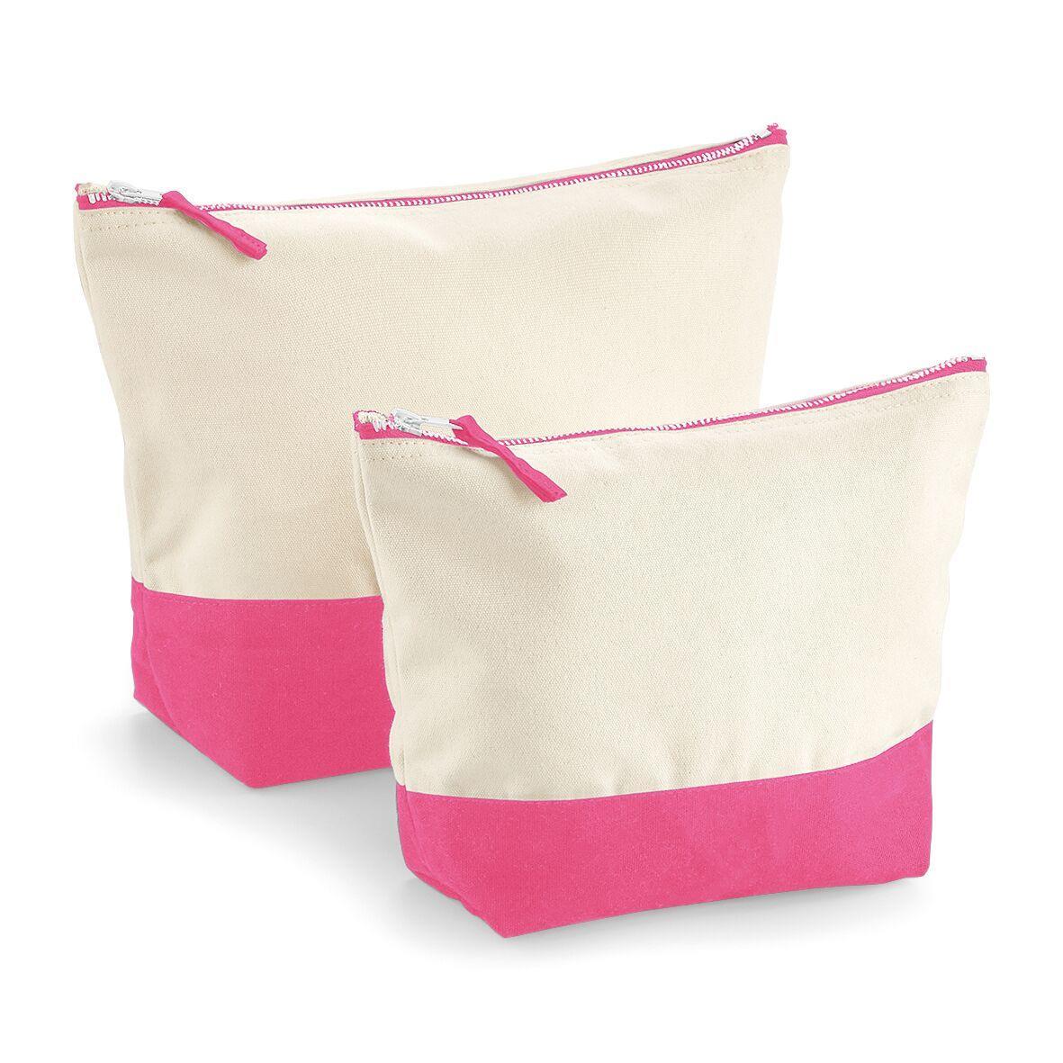Westford Mill Dipped Base Canvas Accessory Bag (Pack of 2) (Natural/True Pink) (M)