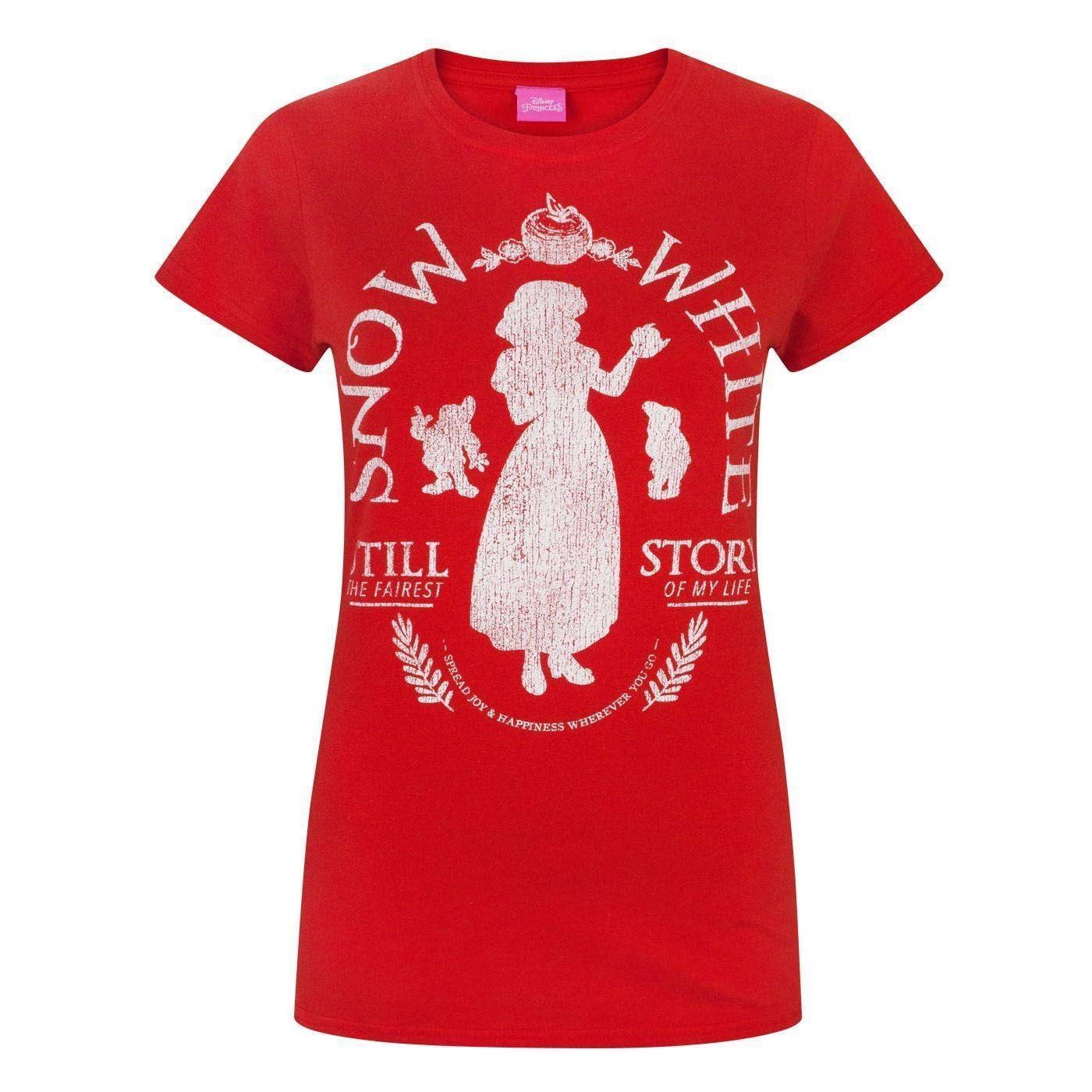 Disney Womens/Ladies Snow White Distressed T-Shirt (Red) (Medium)