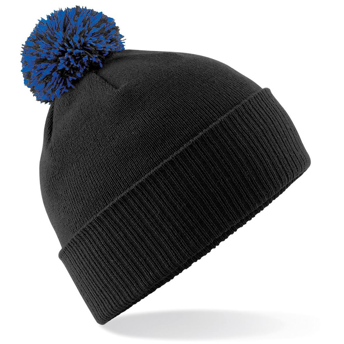 Beechfield Girls Snowstar Duo Extreme Winter Hat (Black/Bright Royal) (One Size)