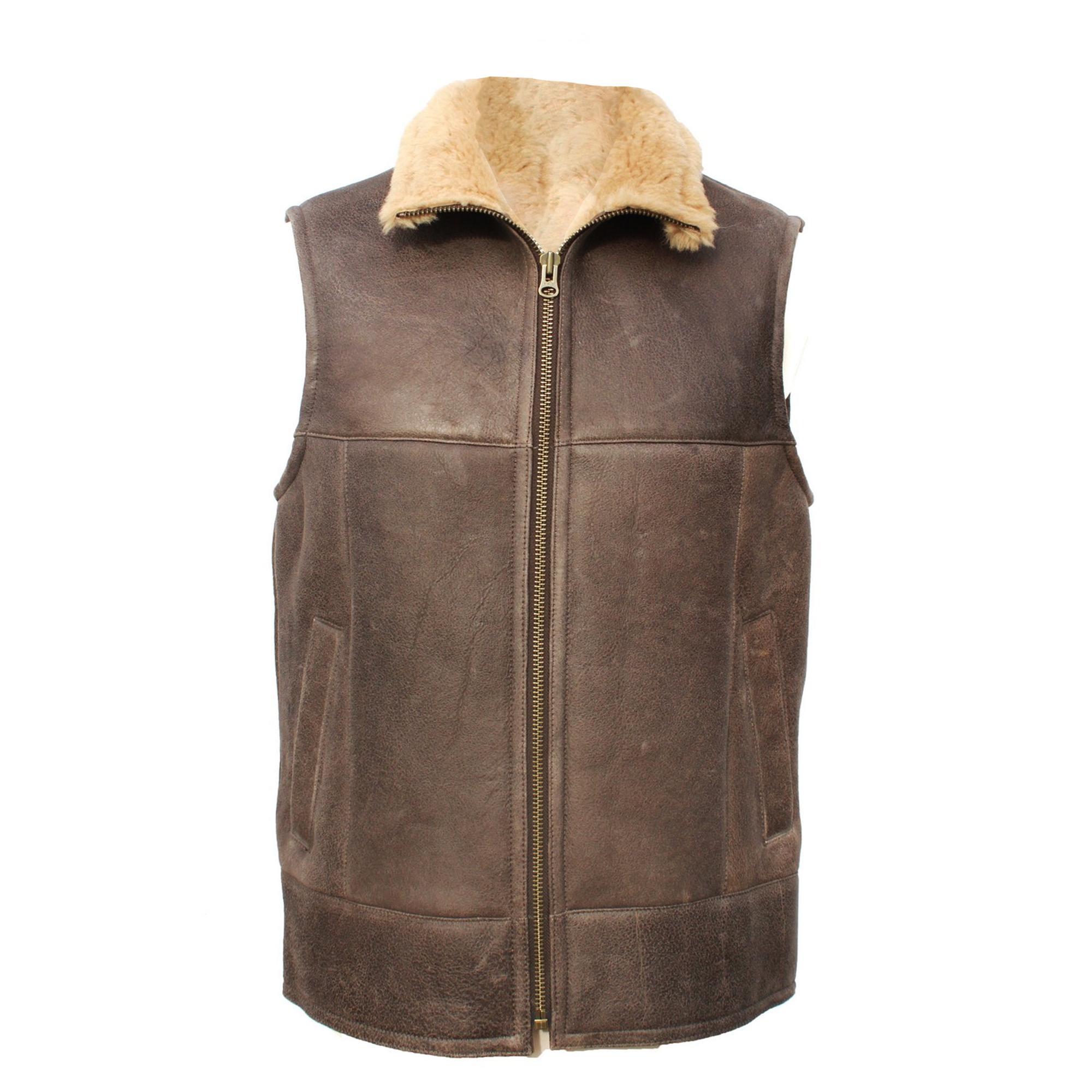 Eastern Counties Leather Mens Harvey Sheepskin Gilet (Chocolate Forest Distressed) (38 inch)