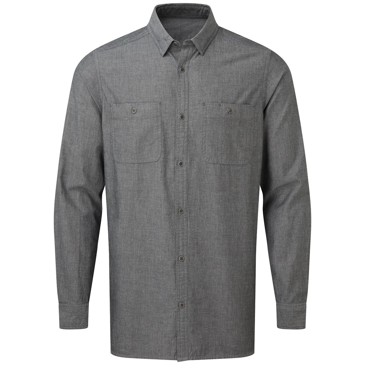Premier Mens Organic Fairtrade Certified Chambray Shirt (Grey Denim) (XL)