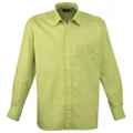 Premier Mens Long Sleeve Formal Plain Work Poplin Shirt (Lime) (20)