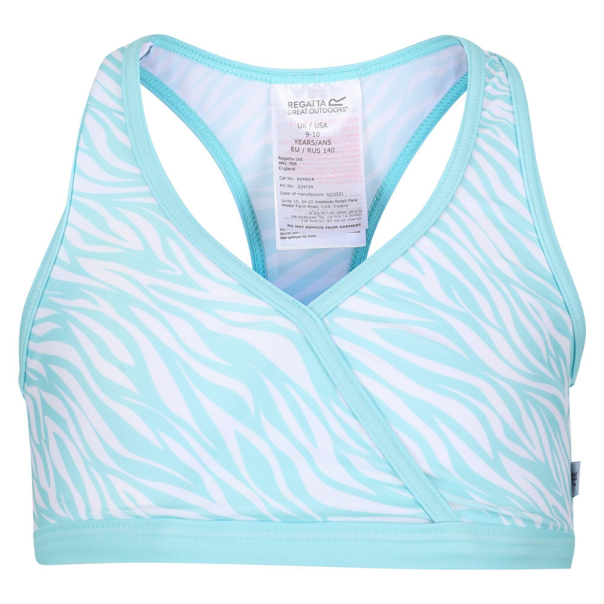 Regatta Girls Hosanna Zebra Print Bikini Top (Aruba Blue) (5-6 Years)