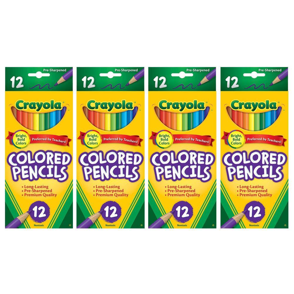 4x 12PK Crayola Full Sized Coloured Pencils Drawing Colouring Art/Craft Kids 3y+
