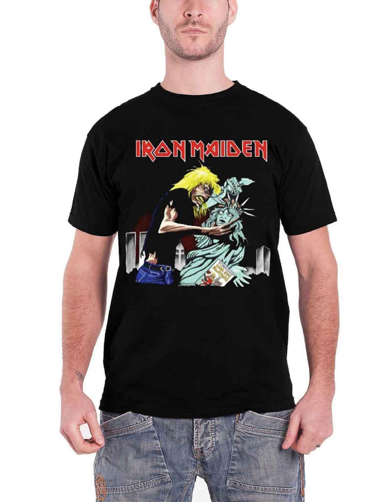 Iron Maiden T Shirt Eddie Beast of New York Liberty logo Official Mens Black