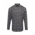 Premier Mens Mulligan Check Long Sleeve Shirt (Steel/Black) (L)