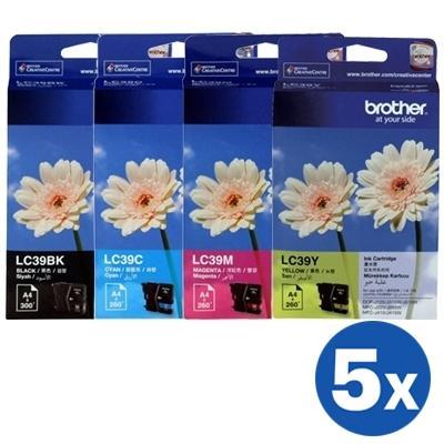 20 Pack Original Brother LC-39 LC39 Ink Combo [5BK+5C+5M+5Y]