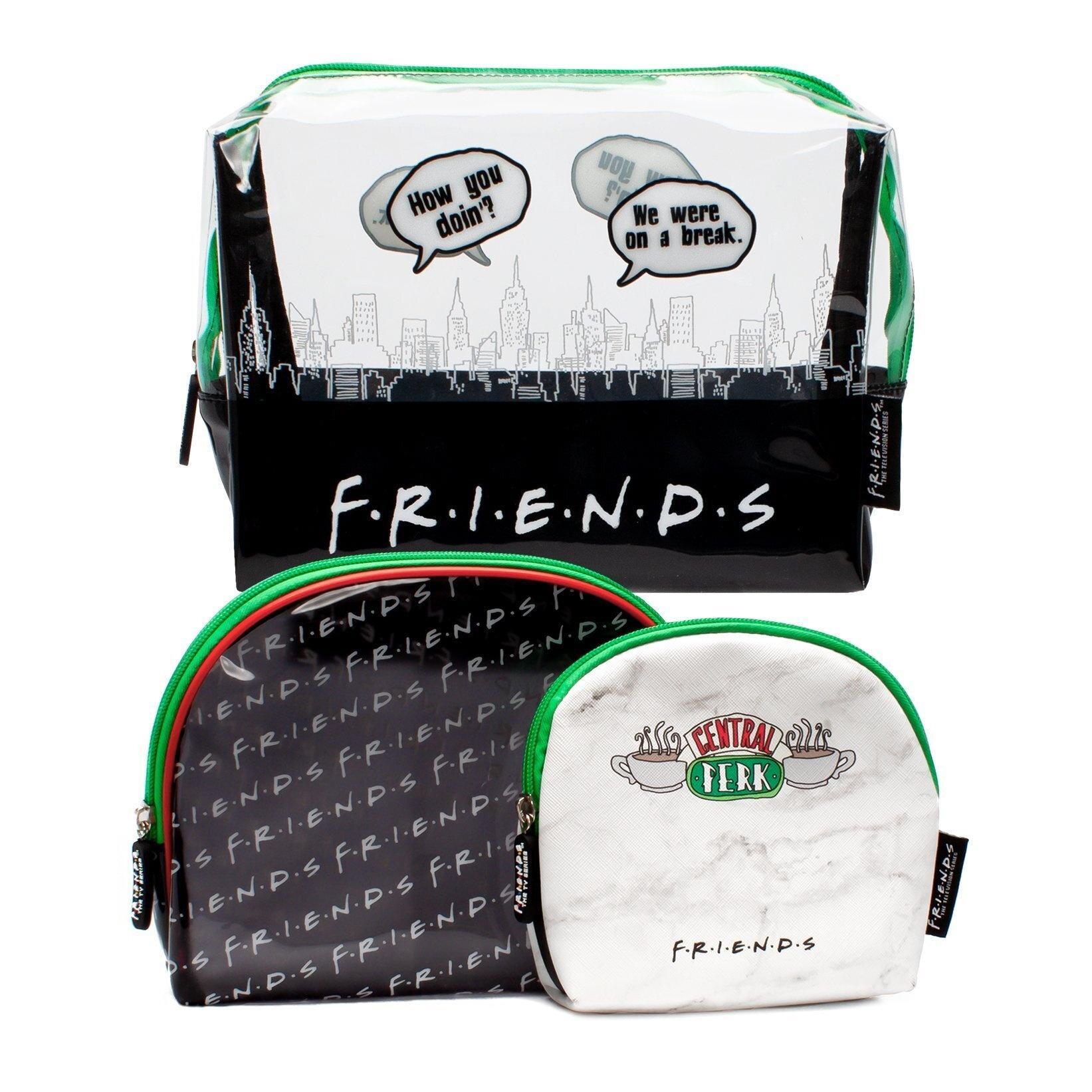 Friends Cosmetic Case Set (Pack of 3) (Black/White/Green) (One Size)