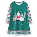 GoodGoods Kids Girls Christmas Printed Long Sleeve Dress Tunic Top Xmas Party Costume (Green,3-4 Years)