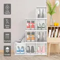 Advwin Shoe Storage Box Stackable Cube Storage Organizer Shoe Case (Large Size - 8 Pack)