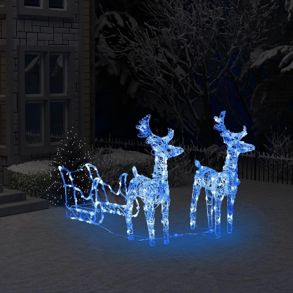 Reindeers & Sleigh Christmas Decoration 160 LEDs 130 cm Acrylic vidaXL