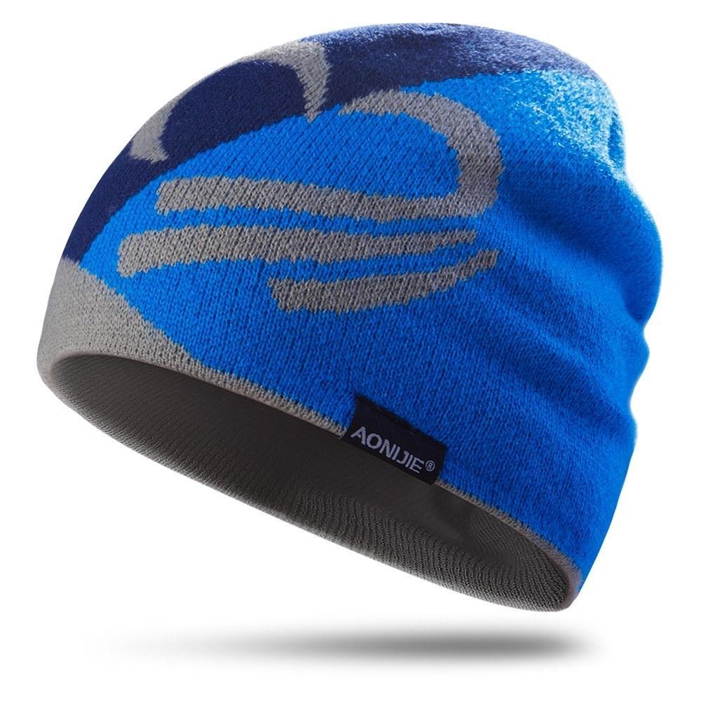 Knitted Sports Windproof Running Beanie Hat blue