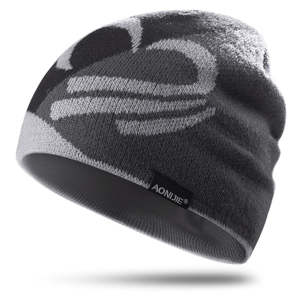 Knitted Sports Windproof Running Beanie Hat gray