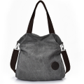 Women Weekend Travel Shopping Canvas Big Bag Work Bag Shoulder Bag Handbag Gray