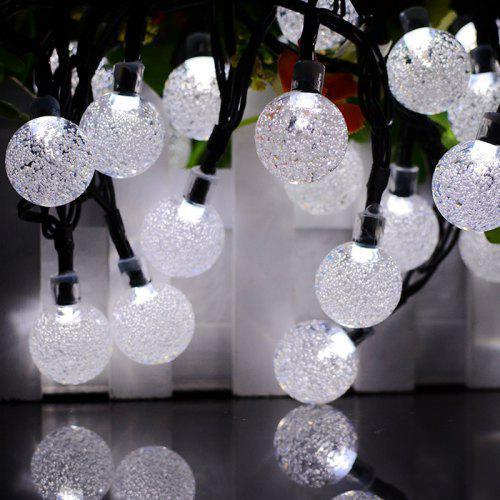Solar Waterproof String Light for Garden Christmas Decoration White White
