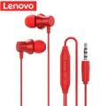 Lenovo HF130 Headphones In ear Wired Headset 3.5mm Jack Earphone for Smartphone MP3 red