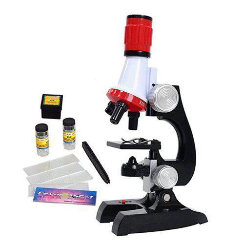 Beginner Microscope Kit LED 100X 400X and 1200X Magnification Red