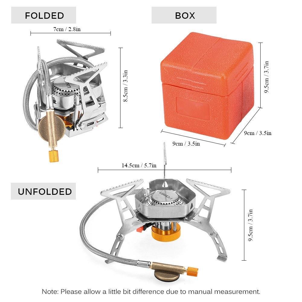 Lixada Foldable Windproof Camping Gas Stove Portable Outdoor Cooking Folding Piezo Ignition Gas Stove with Box