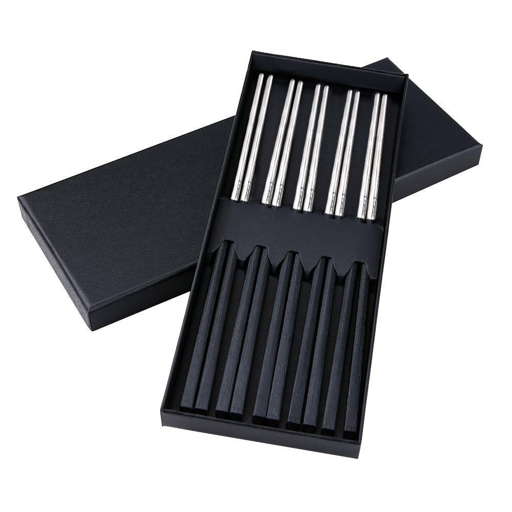 Titanium Chopsticks with Carbon Fiber 5 Pairs #1